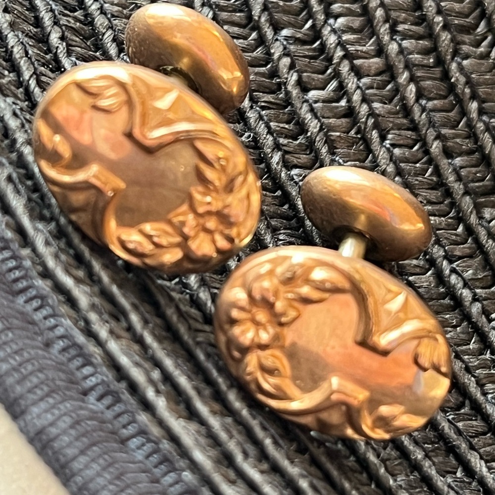 Vintage rose Gold-filled Floral Cufflinks - Picture 3 of 8